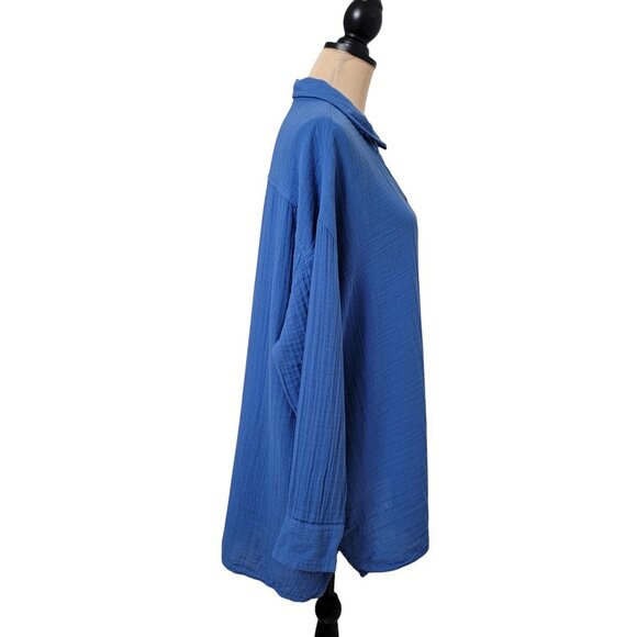 Old Navy Size XL Blue Crinkle Gauze Button-Down Shirt, NEW with Tag - Picture 7 of 15